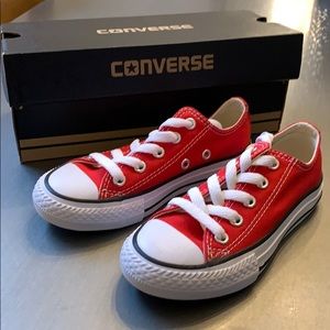 New in Box Red & White Kids Converse Sneakers